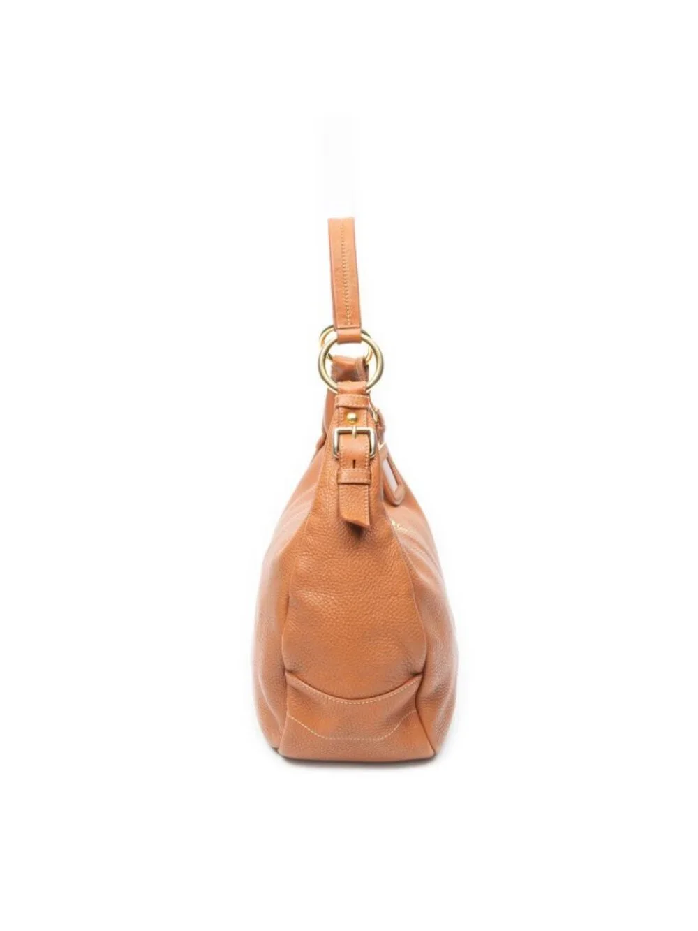 Prada Zip Top Hobo Brown Vitello Dyno